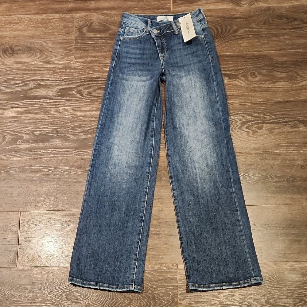 ❤️ NWT! RISEN CROSSOVER MID-RISE WIDE LEG JEANS, 0 (24) - Picture 7 of 14